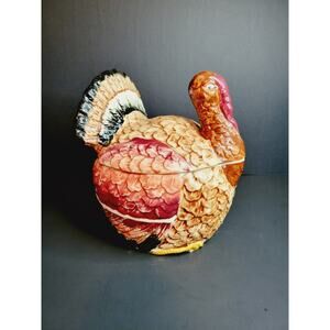 Vintage 2.5 Qt. Ceramic Turkey Soup Tureen with LID and LADLE Farmhouse Country